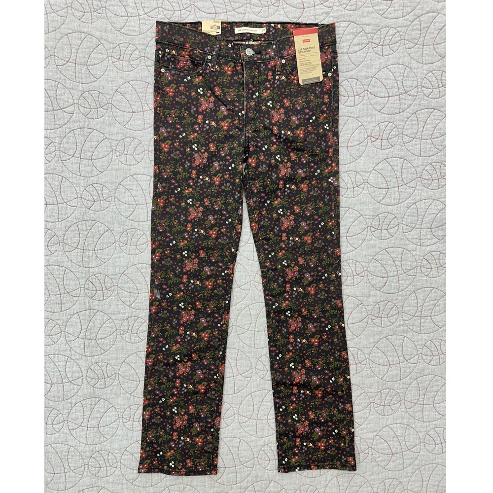 Levi's 314 Shaping Straight Jeans Black Floral Hypersoft / Women's 29x30